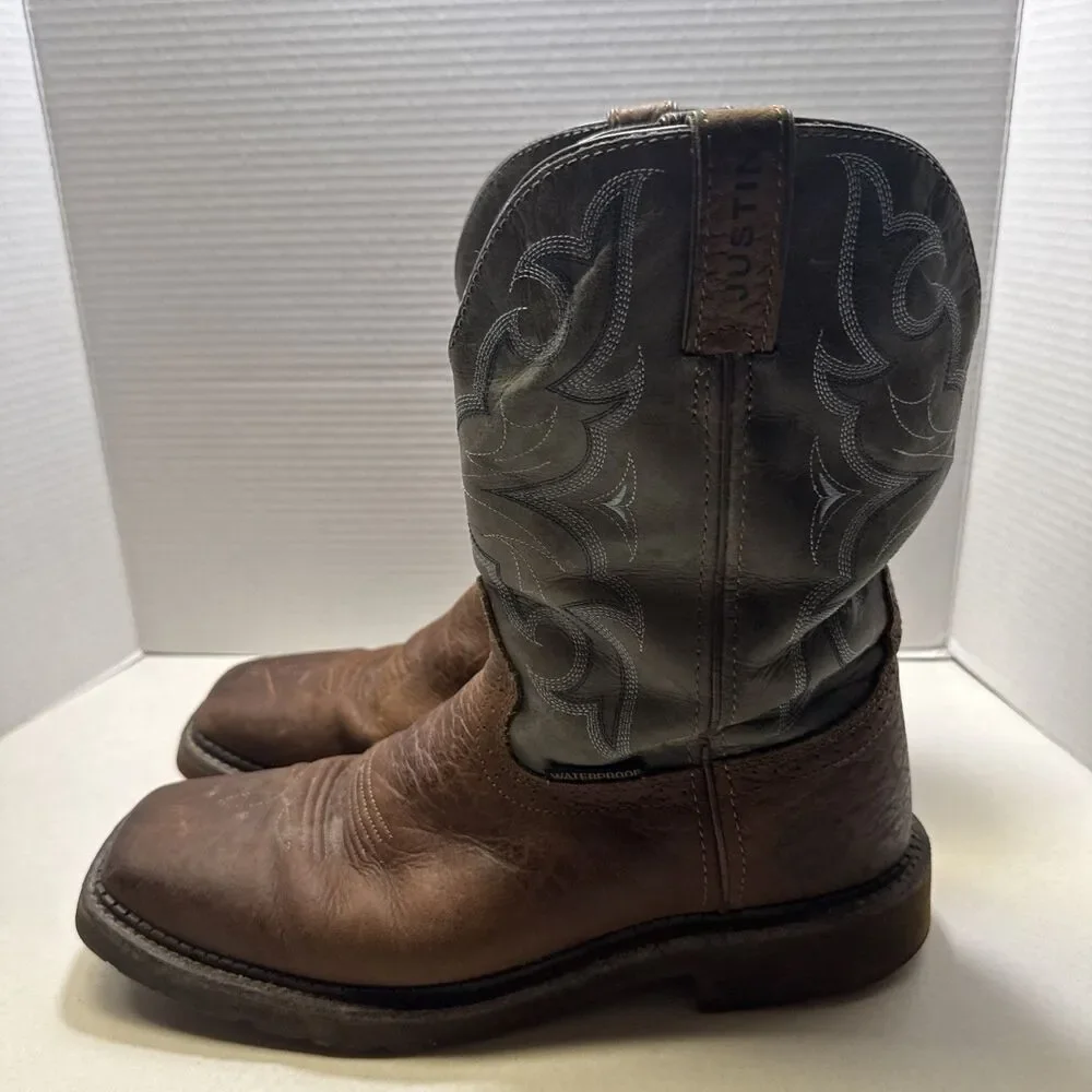 Justin Amarillo WP Work Boots Slate Brown Leather WK4312 Size 10EE